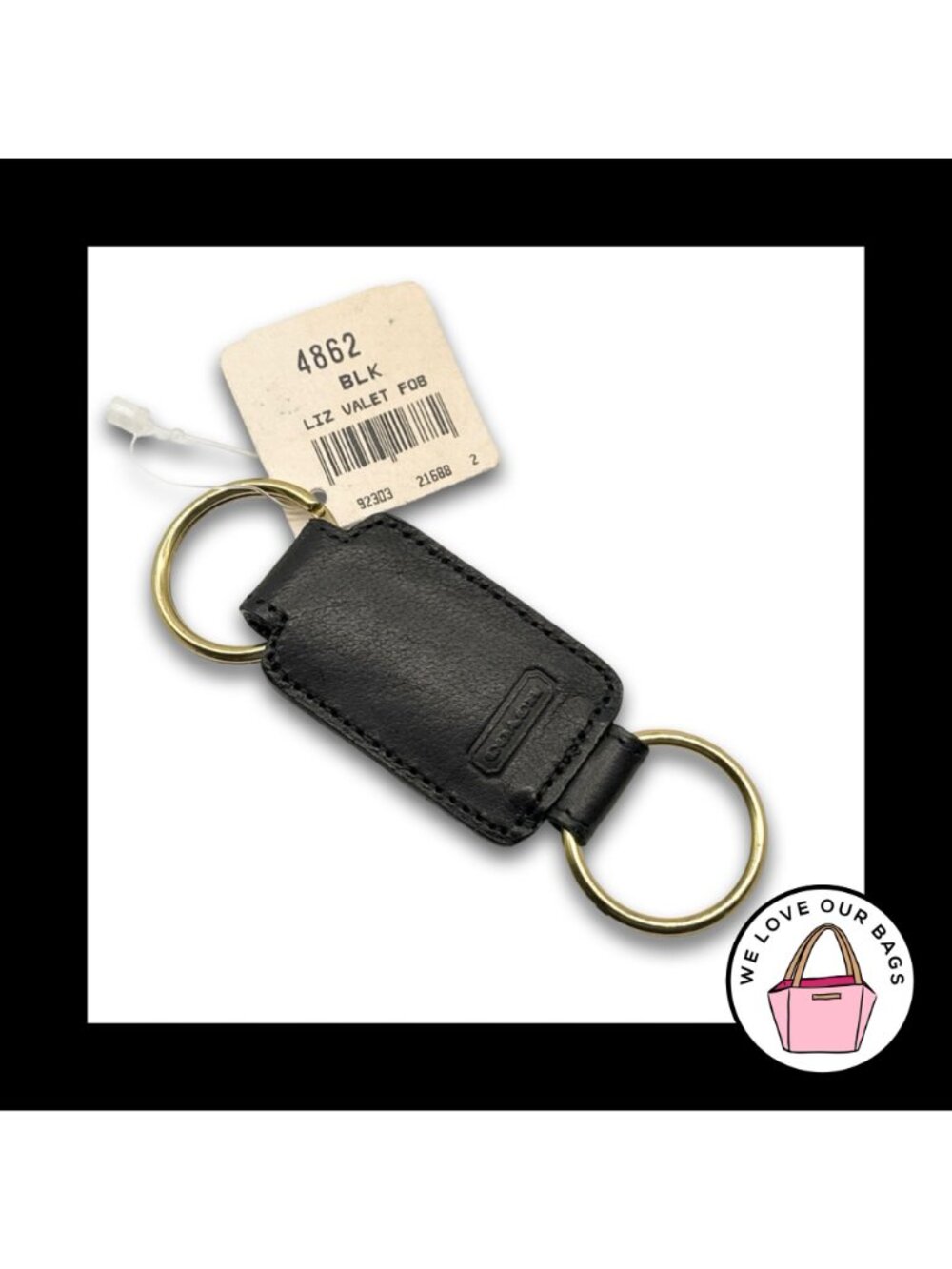 NWT VINTAGE COACH Valet 100% Lizard Fob Keychain Snap Black Brass Bag Charm 4862 - Picture 2 of 3